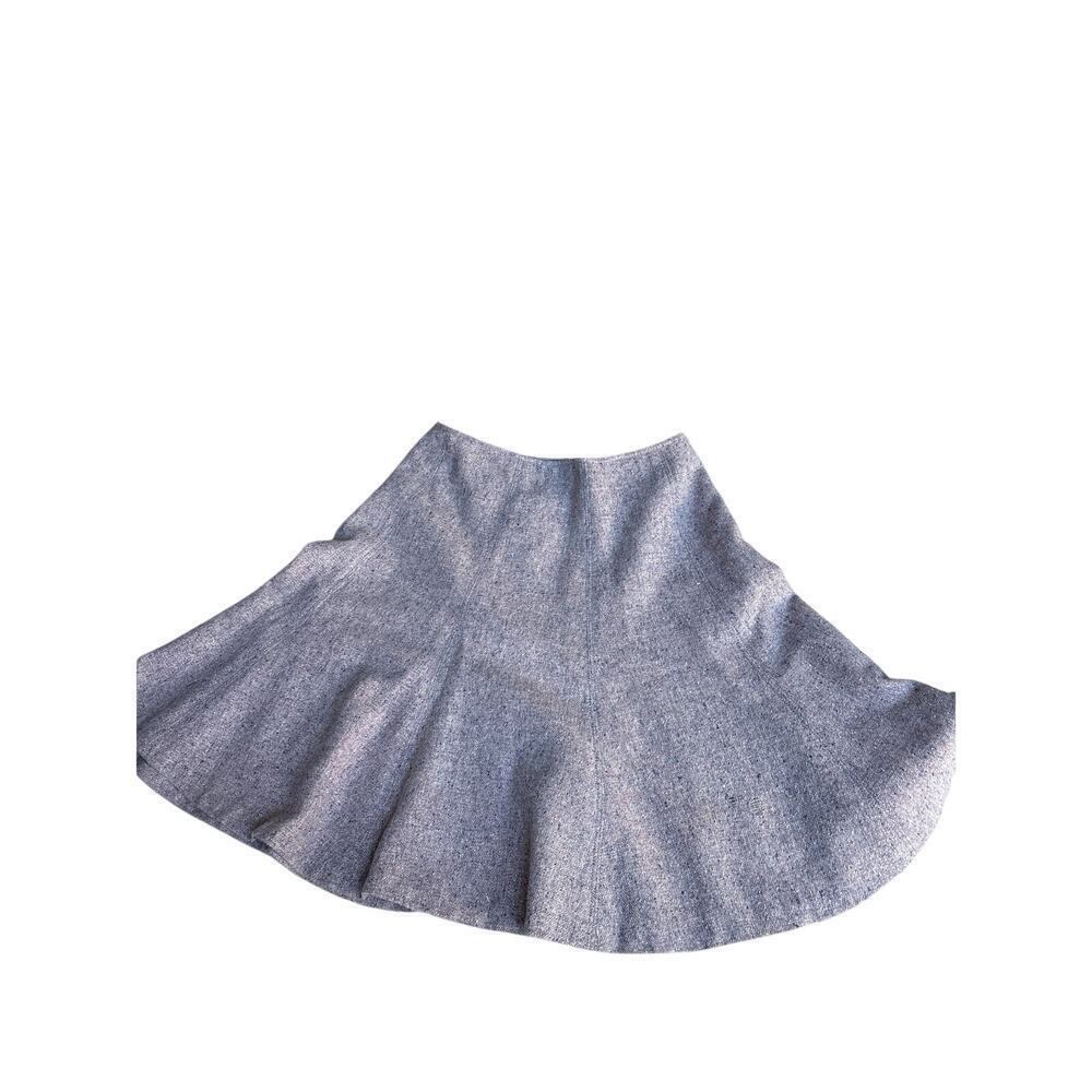 Isda & Co Lavender Gray Wool Flared Skirt Size 2 Metallic Thread